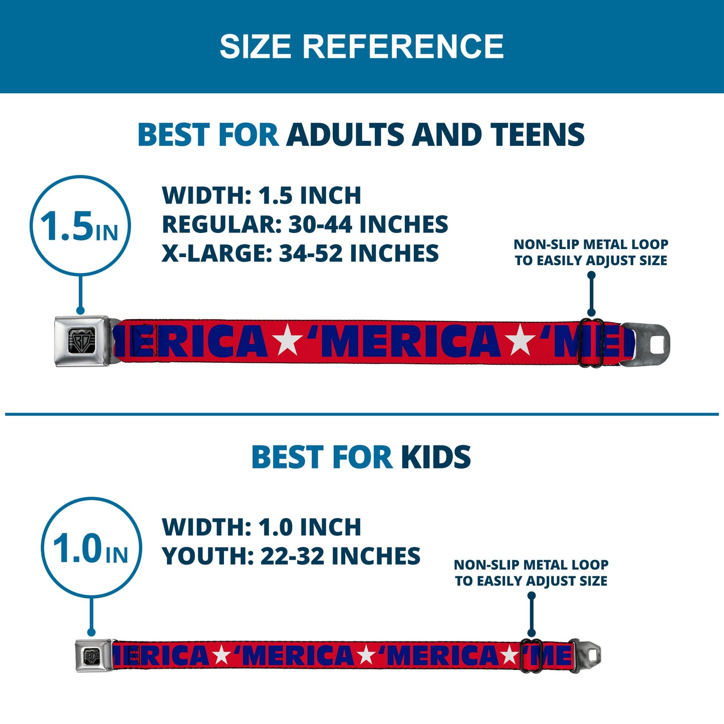 'MERICA Star USA Seatbelt Belt – World Cup 2026 Fan Gear (Red/Blue/White)