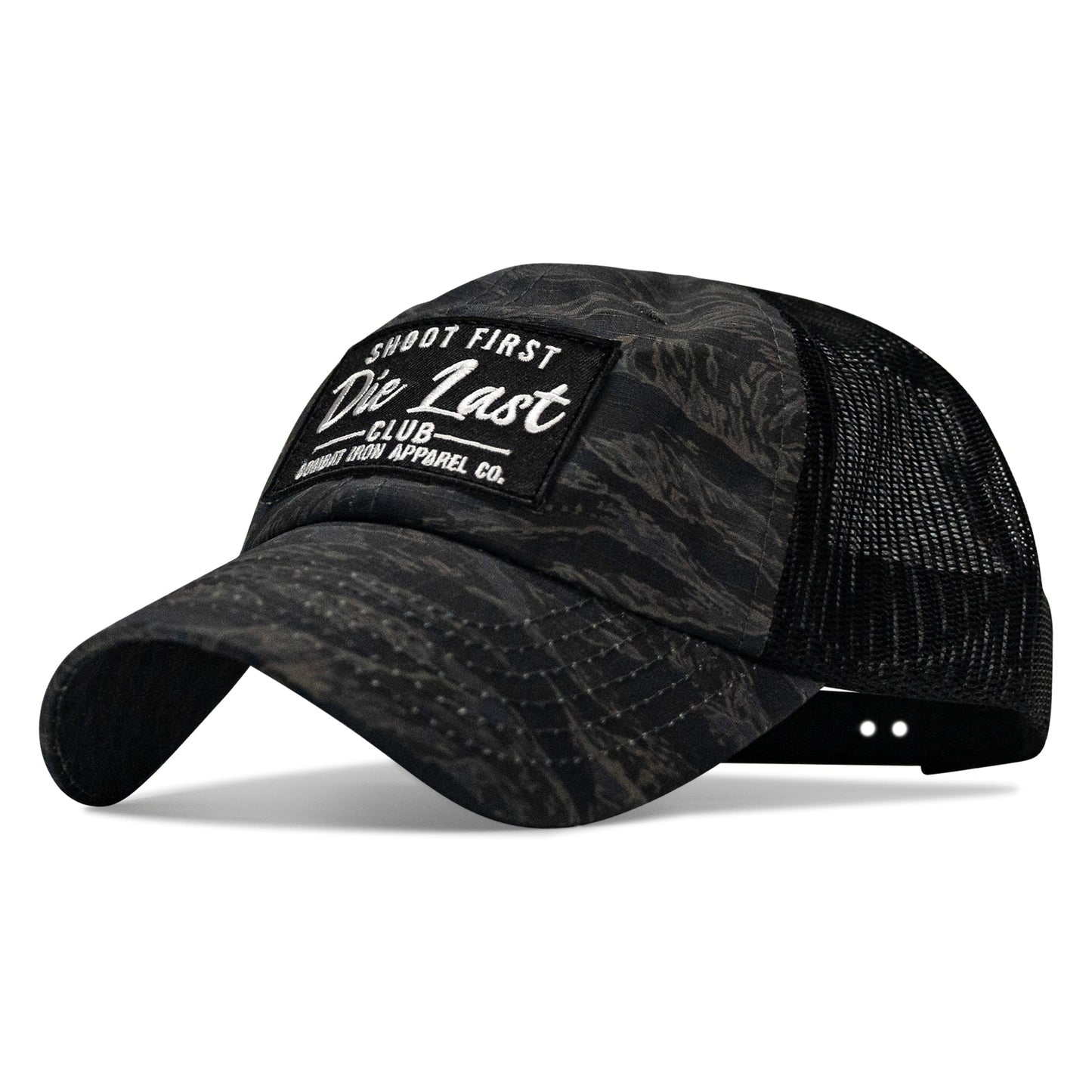 Shoot First. Die Last. Club Patch Tactical Ripstop Mesh Snapback Hat