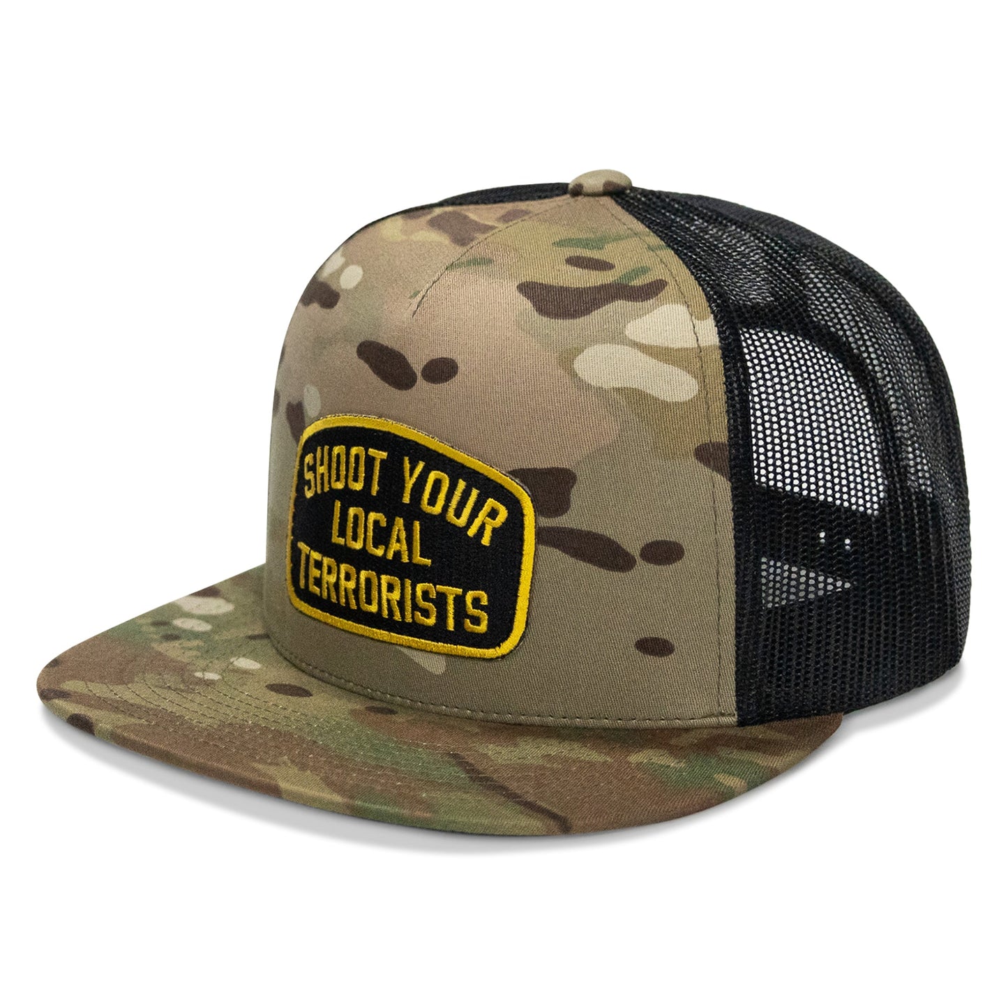 Shoot Your Local Terrorist Patch Flatbill Snapback Hat