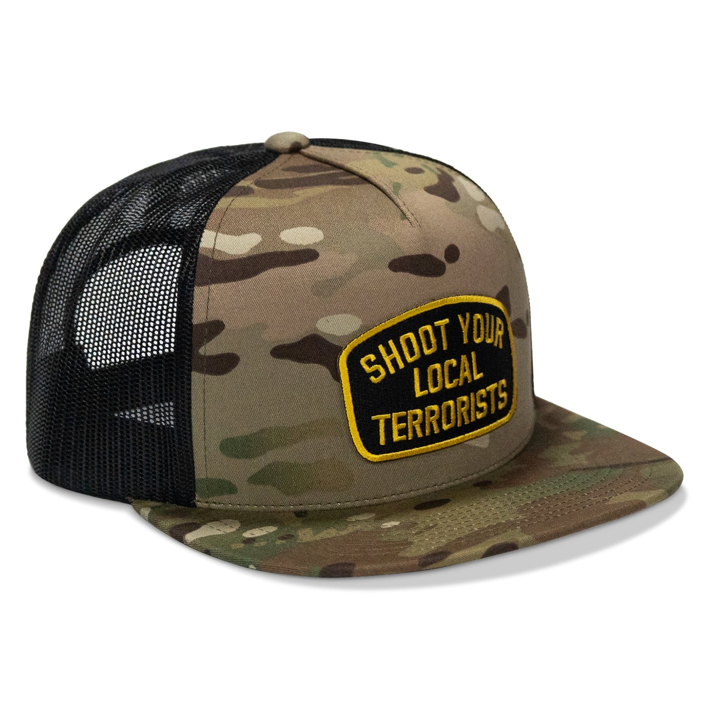 Shoot Your Local Terrorist Patch Flatbill Snapback Hat