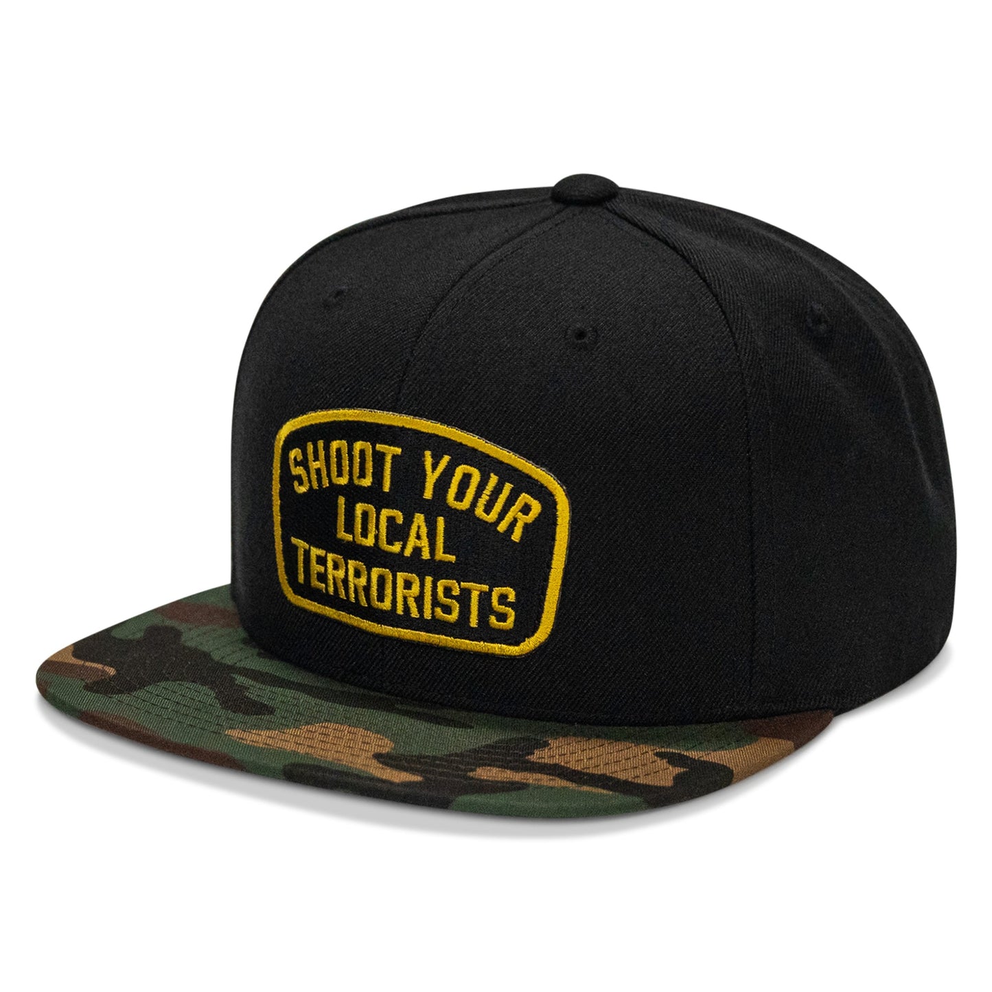 Shoot Your Local Terrorist Patch Flatbill Snapback Hat