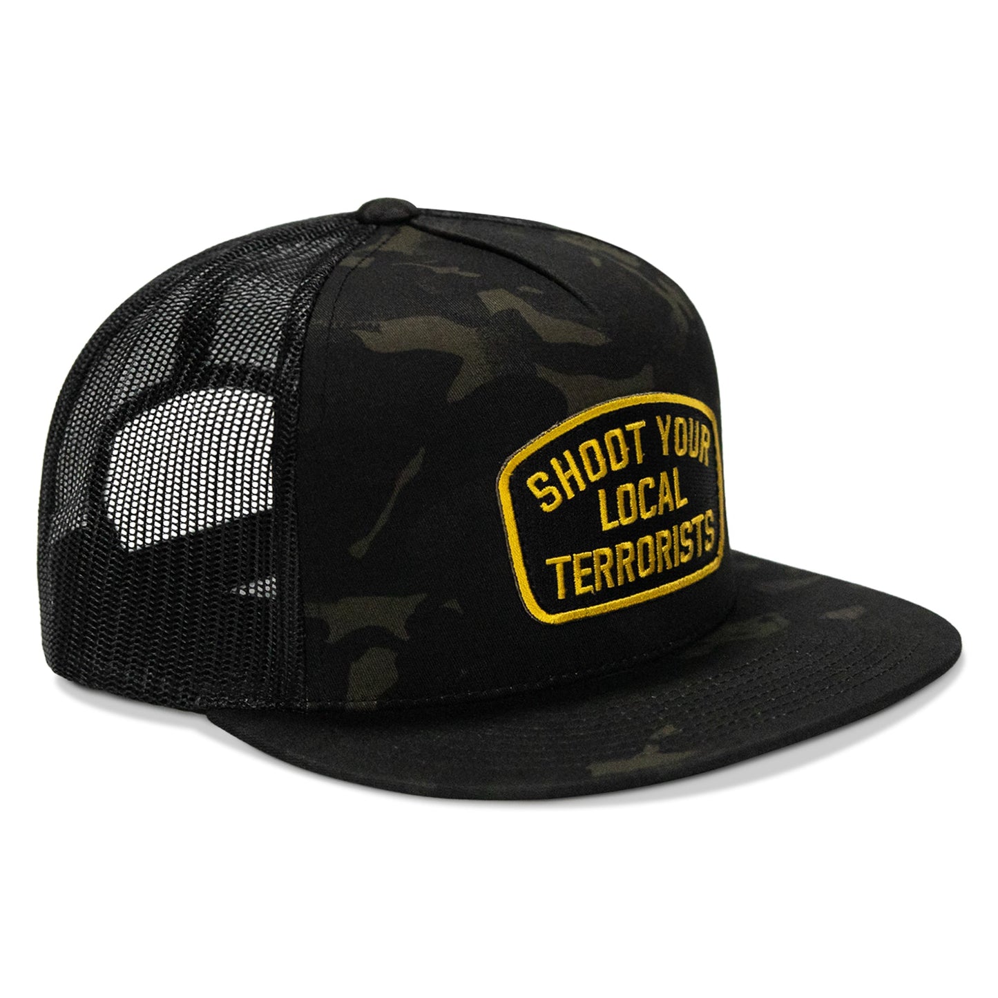 Shoot Your Local Terrorist Patch Flatbill Snapback Hat