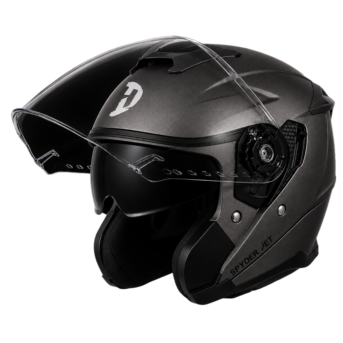 D.O.T. & ECE Daytona Spyder Jet- Gun Metal Grey Dull Metallic
