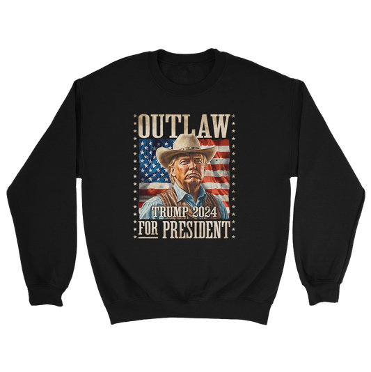 Outlaw For President - Trump 2024 Illustration Crewneck - 3065