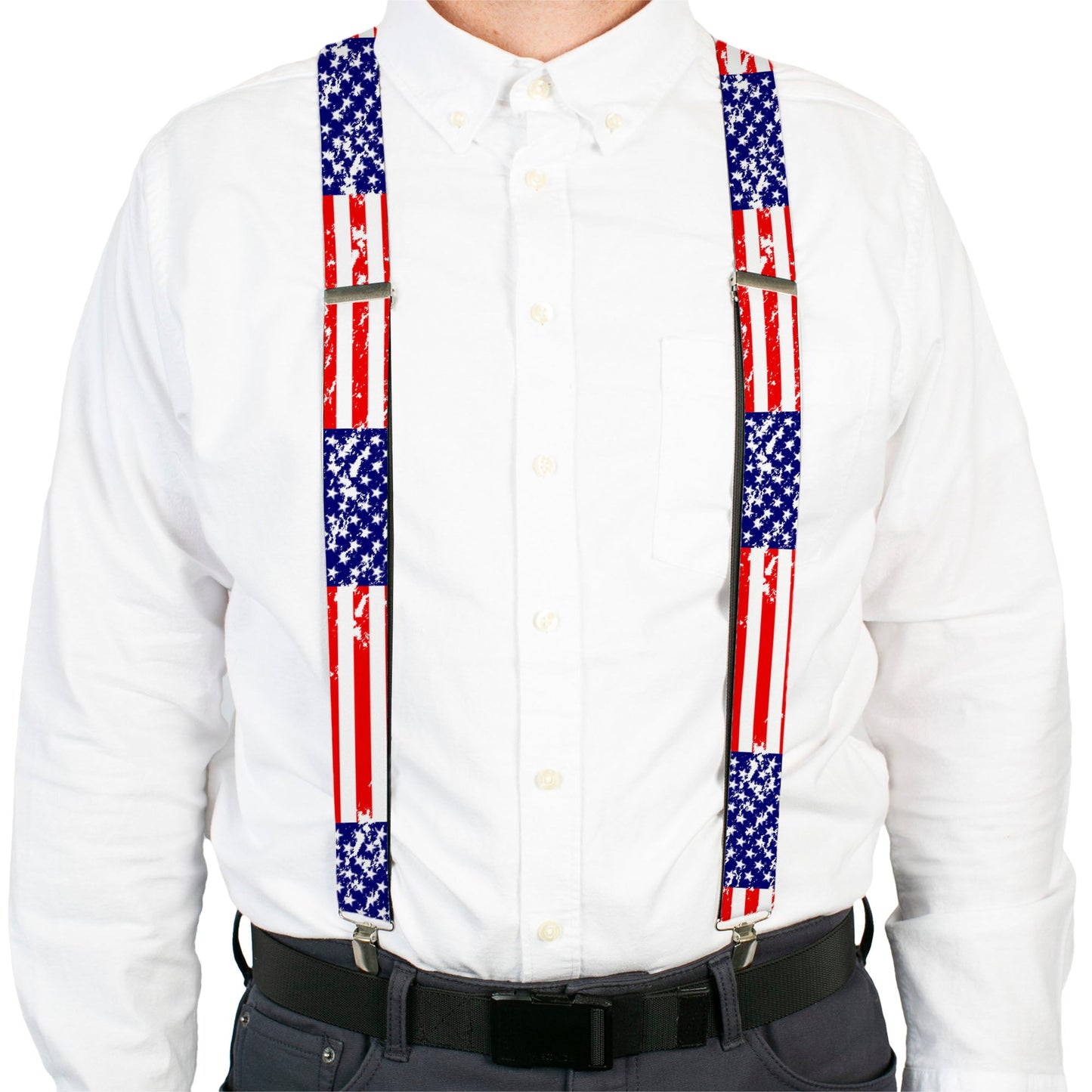 Suspenders - United States Flags CLOSE-UP Weathered