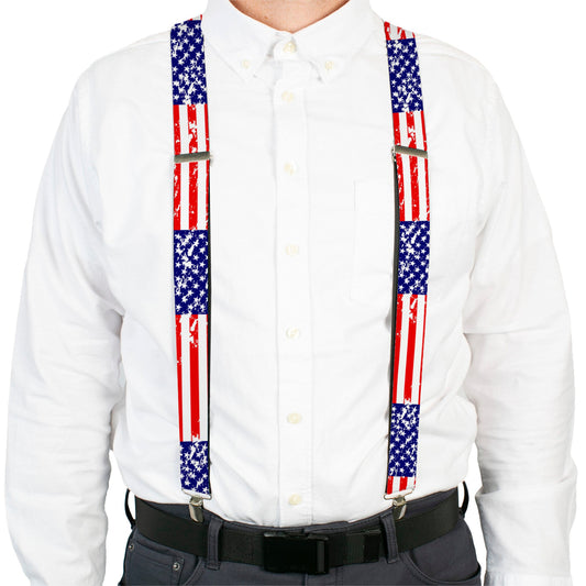 Suspenders - United States Flags CLOSE-UP Weathered