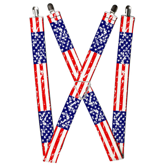 Suspenders - United States Flags CLOSE-UP Weathered