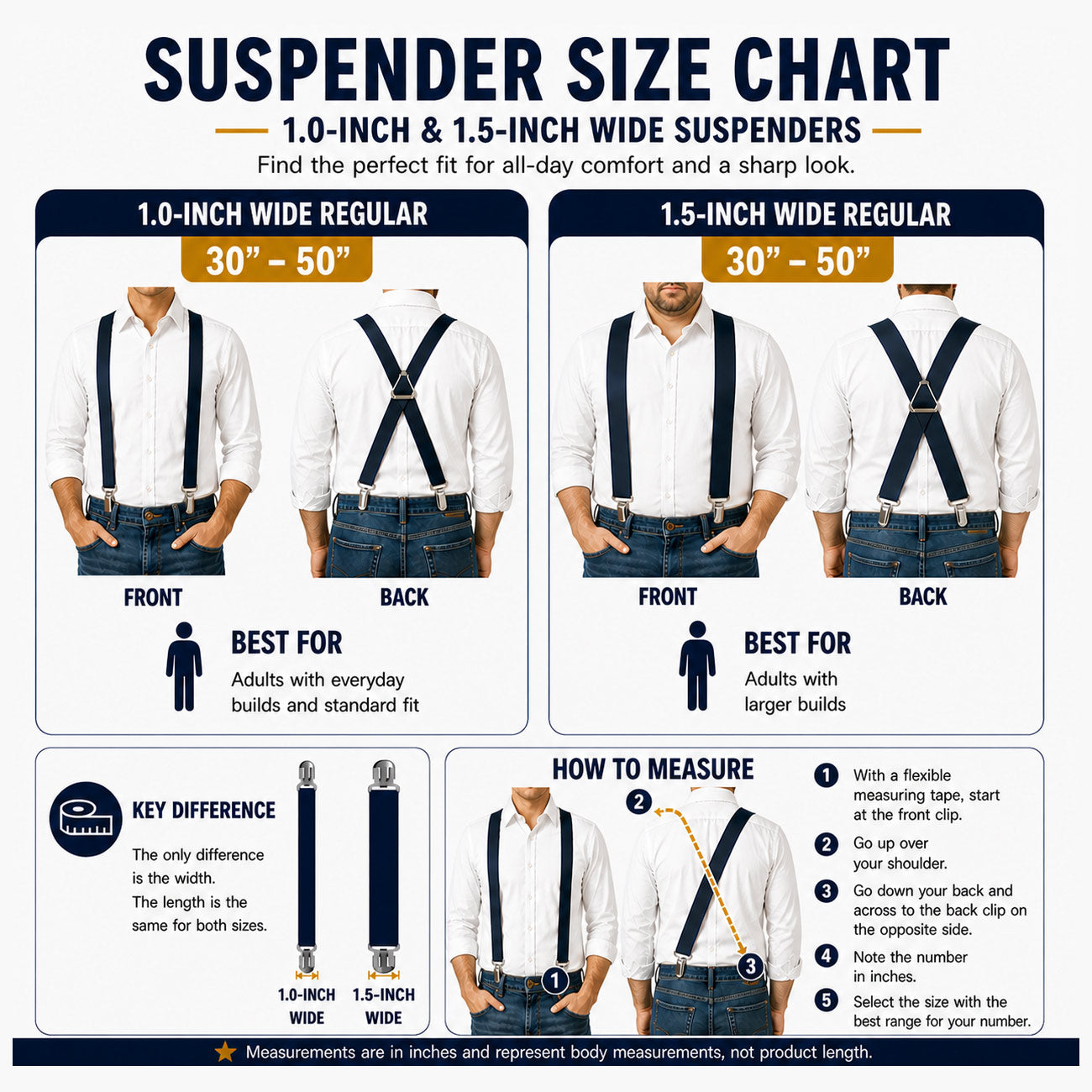 Suspenders - United States Flag Split Stars Blue/White + Stripes Red/White