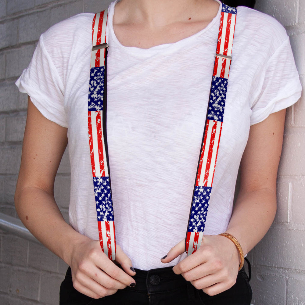 Suspenders - United States Flags CLOSE-UP Weathered