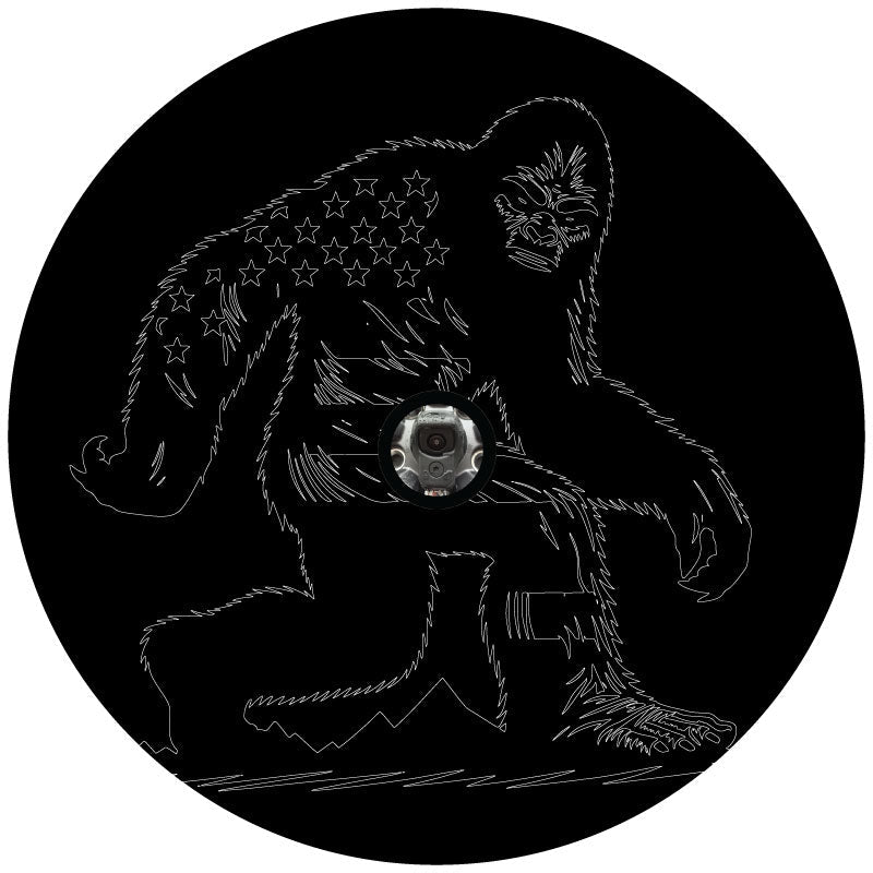 Fierce American Flag Sasquatch Spare Tire Cover â€¢ Made To Order For Bronco, Jeep, RV, Camper, Trailers, & More