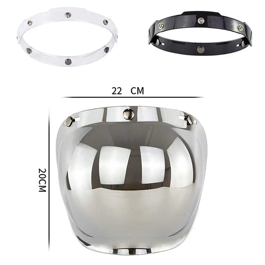 Retro Bubble Shield Visor – Three-Buckle Design