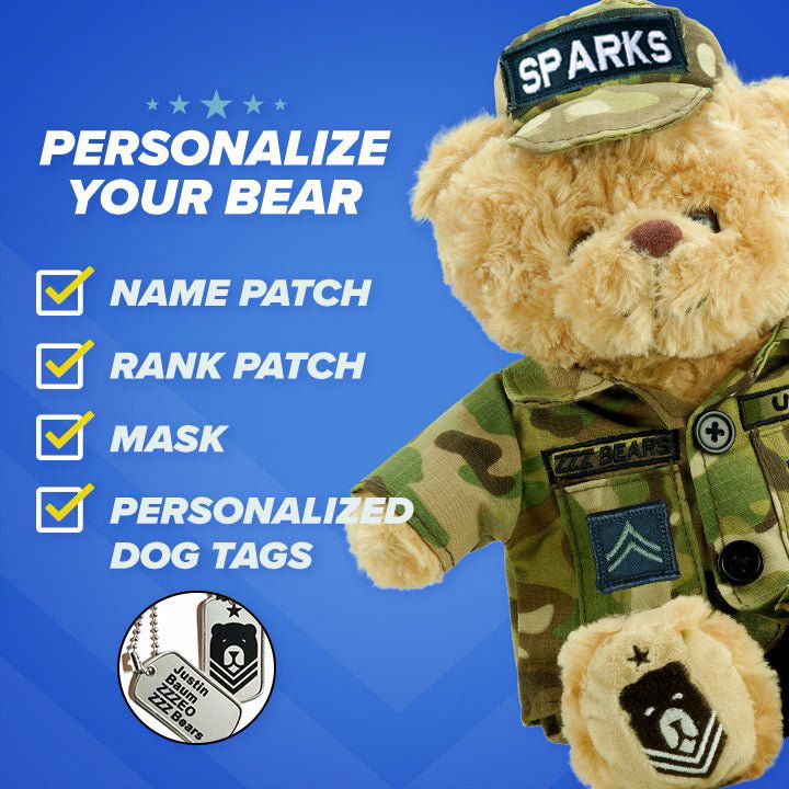 Sgt. Sleeptight -  Army Teddy Bear with Storybook & Sleep System