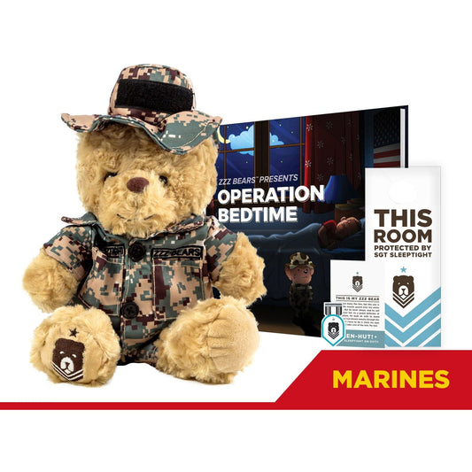 Sgt. Sleeptight - Marine Camouflage Teddy Bear with Storybook & Sleep System