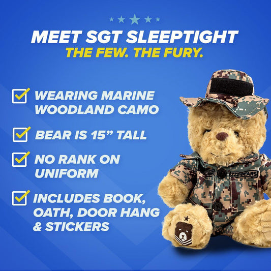 Sgt. Sleeptight - Marine Camouflage Teddy Bear with Storybook & Sleep System
