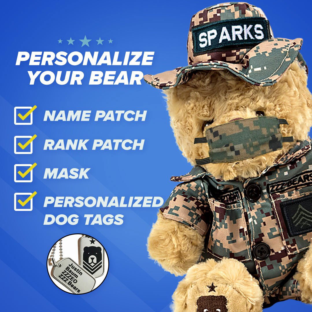 Sgt. Sleeptight - Marine Camouflage Teddy Bear with Storybook & Sleep System