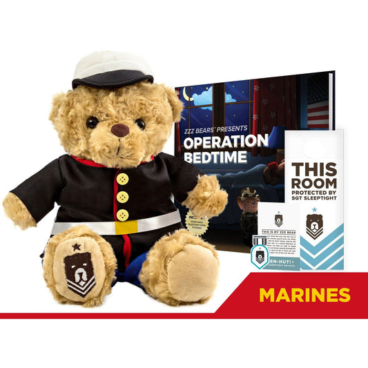 Sgt. Sleeptight - Marine Dress Blues Teddy Bear with Storybook & Sleep System