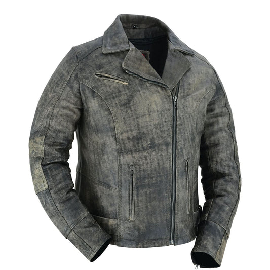 Shen Antique Brown Women's Leather Motorcycle Jacket