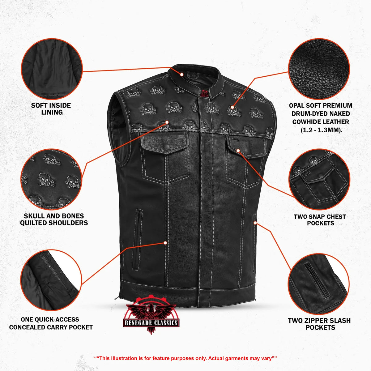 Dustin Men's Leather Motorcycle Vest