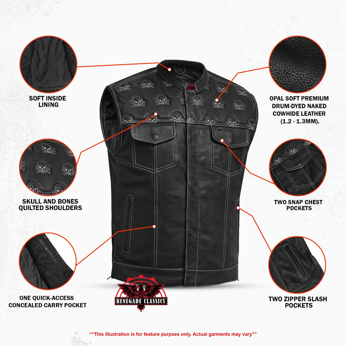 Dustin Men's Leather Motorcycle Vest