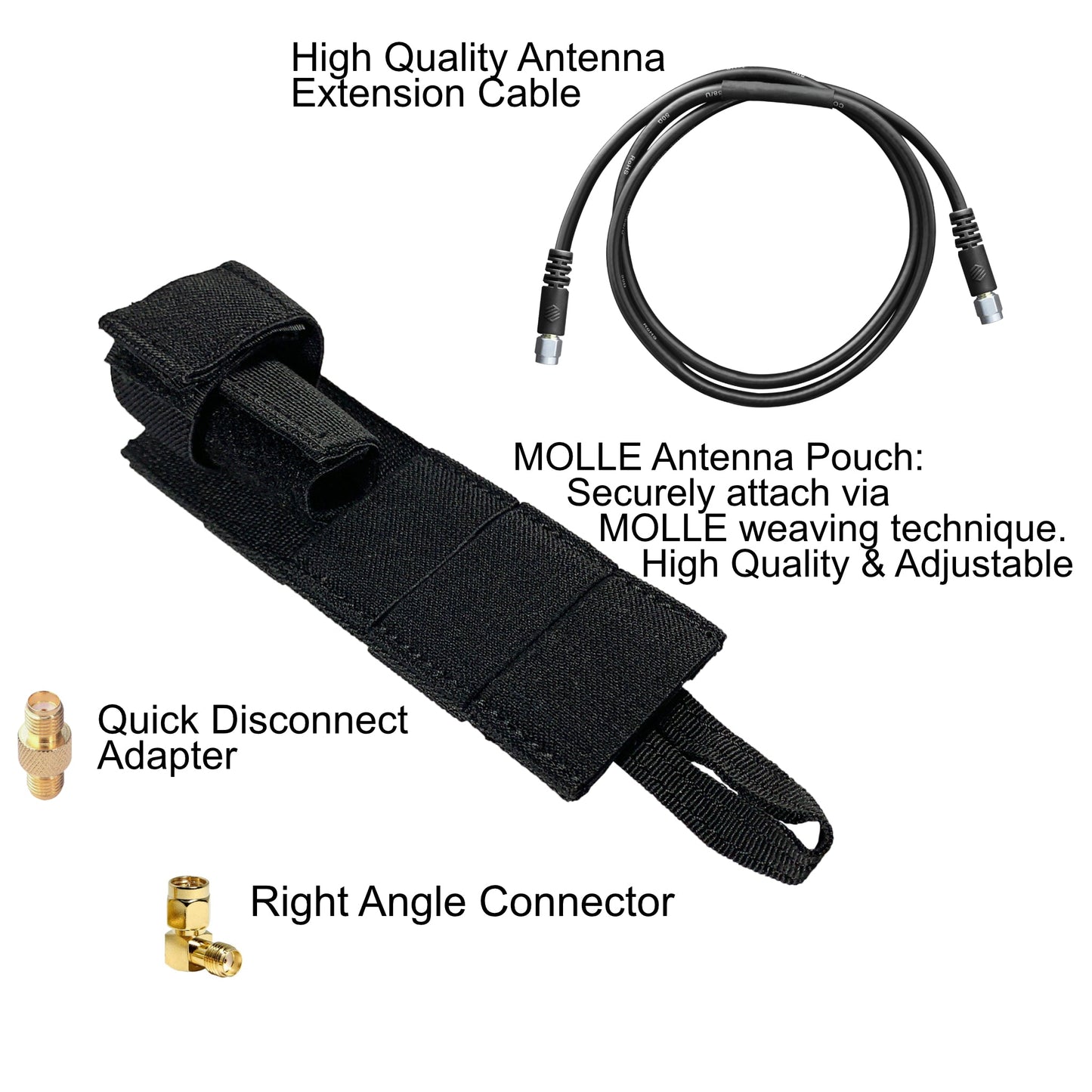 Tactical Antenna Relocation Kit(Black, Tan, or Green) - Sepura Tetra SC20, STP, & STP8X Series Radios