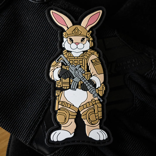 Pew Pew Peter Tactical Easter Battle Bunny 4" PVC Patch - Bad Bunny Collection