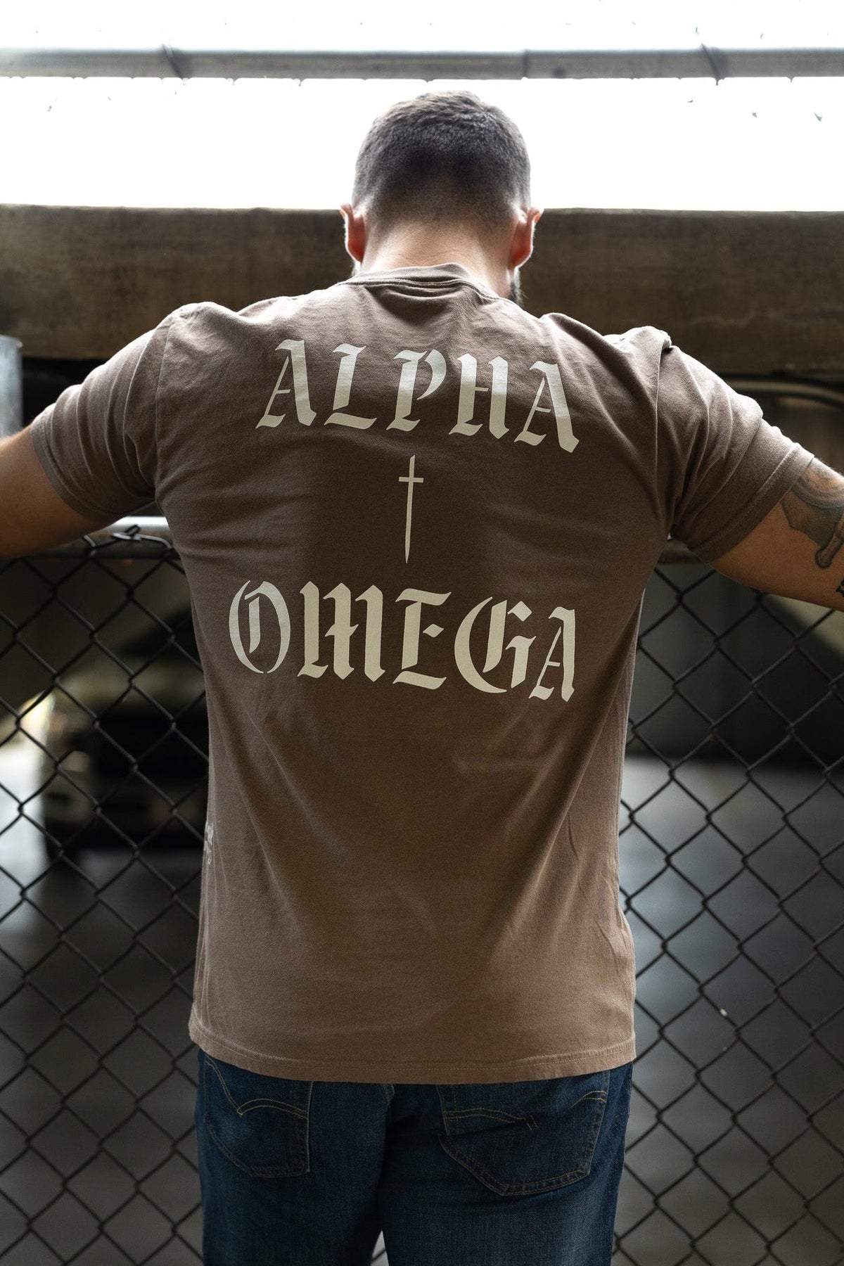 Alpha & Omega Premium Oversized Tee - Espresso
