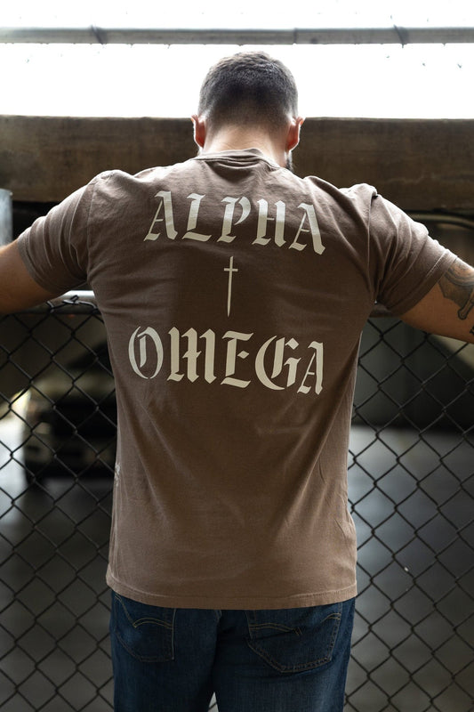 Alpha & Omega Premium Oversized Tee - Espresso