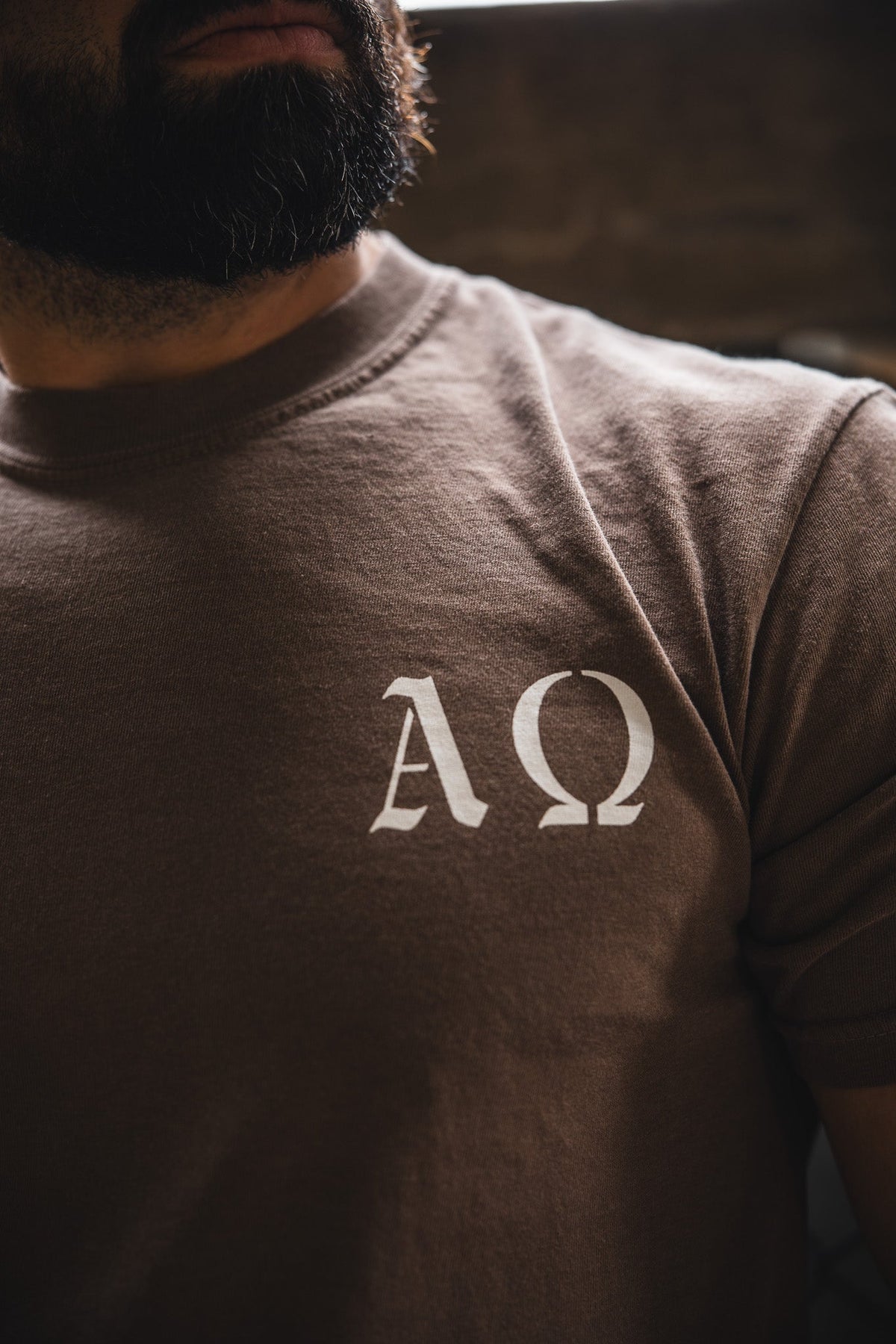 Alpha & Omega Premium Oversized Tee - Espresso