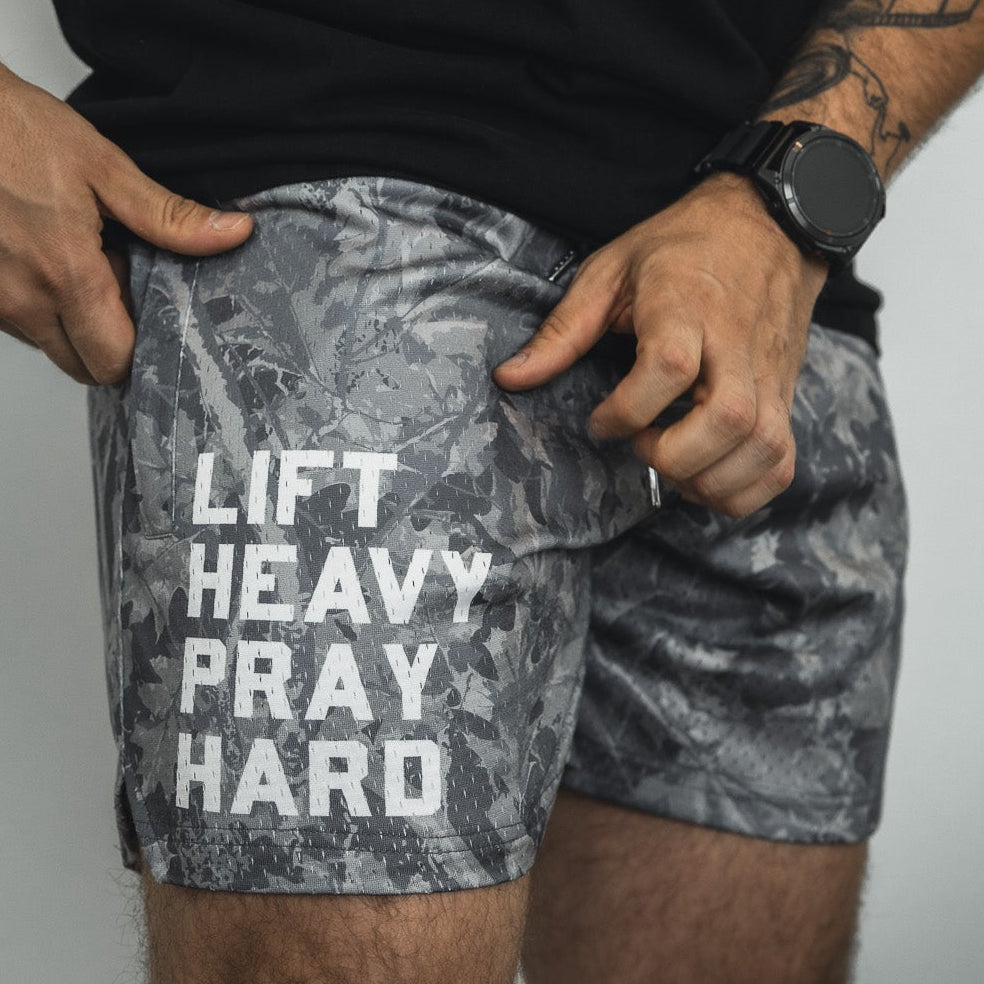Men's Mesh Lifestyle Shorts | 5.5"- Lift Heavy Pray Hard Deadwood