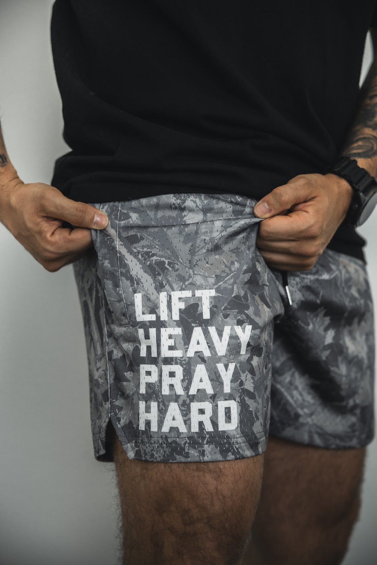 Men's Mesh Lifestyle Shorts | 5.5"- Lift Heavy Pray Hard Deadwood
