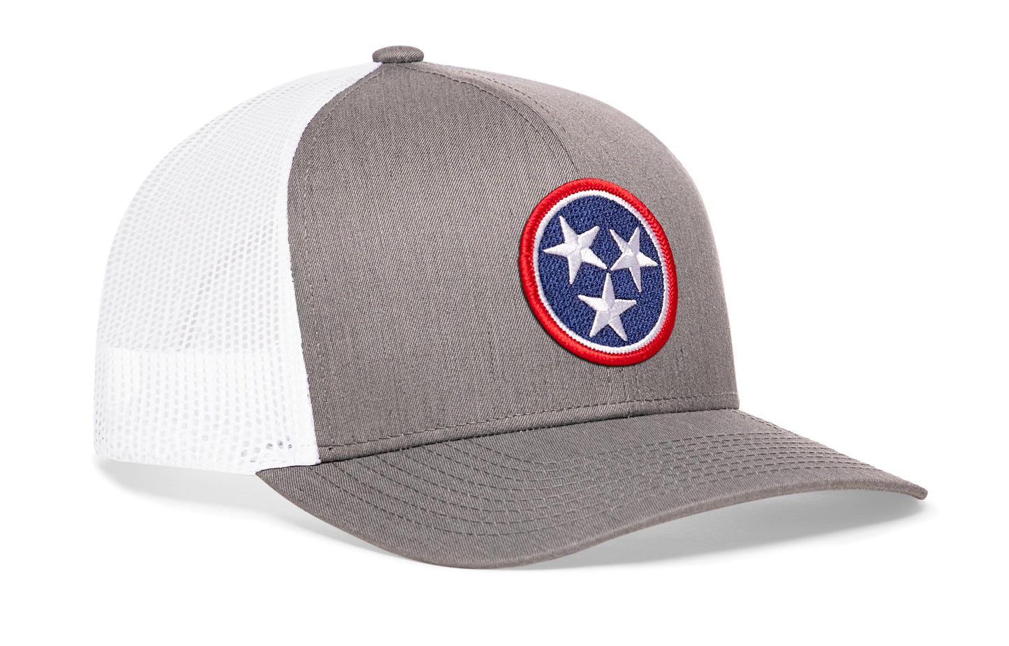 Tennessee Flag Trucker Hat  |  Gray-White TN Snapback