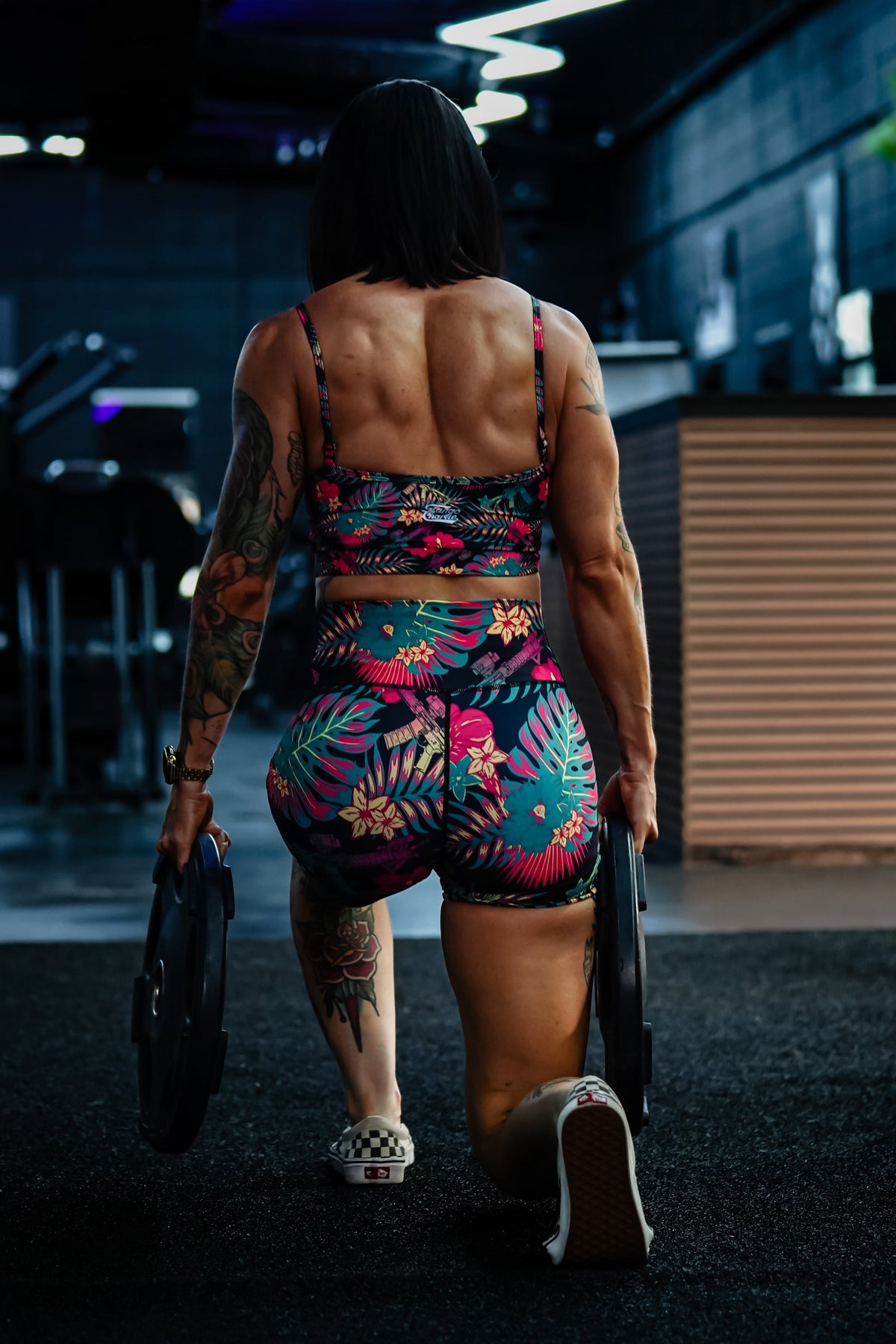 Women's High-Waisted Seamless Front Compression Training Shorts | Tropical Assassin