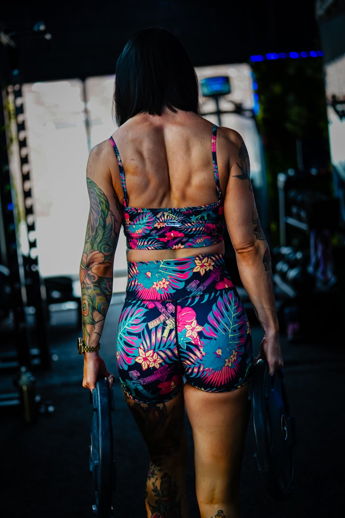 Women's High-Waisted Seamless Front Compression Training Shorts | Tropical Assassin