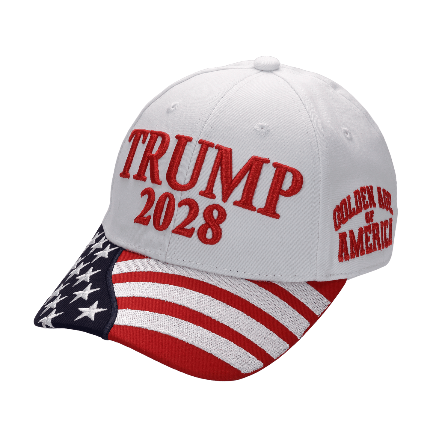 Trump 2028 Cap with Presidential Seal – Embroidered White MAGA Hat, Adjustable Dad Cap