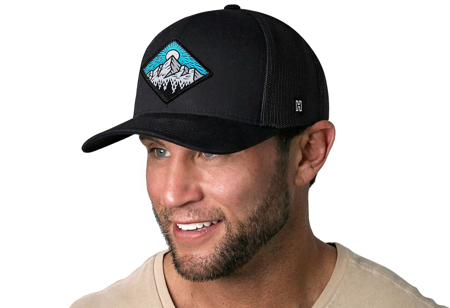 Diamond Mountain and Trees Trucker Hat  |  Black Outdoors Snapback