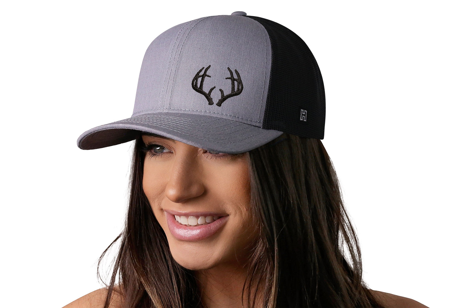 Buck Antler Trucker Hat  |  Gray-Black Buck Antler Snapback