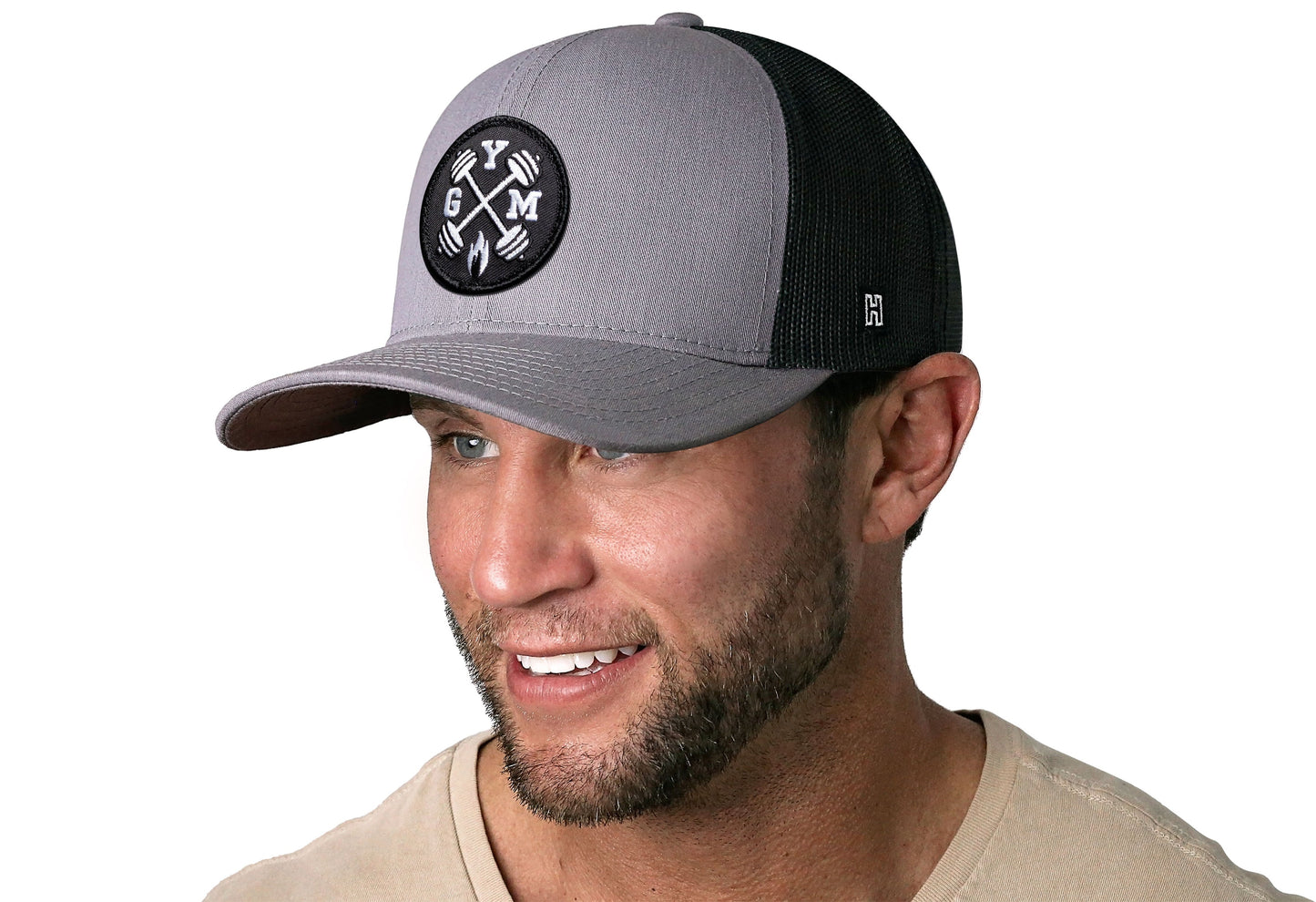 GYM Trucker Hat  |  Gray-Black Workout Snapback