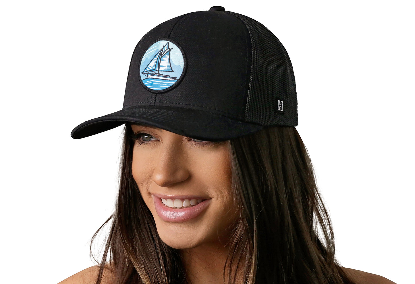 Sailboat Trucker Hat  |  Black Boating Snapback