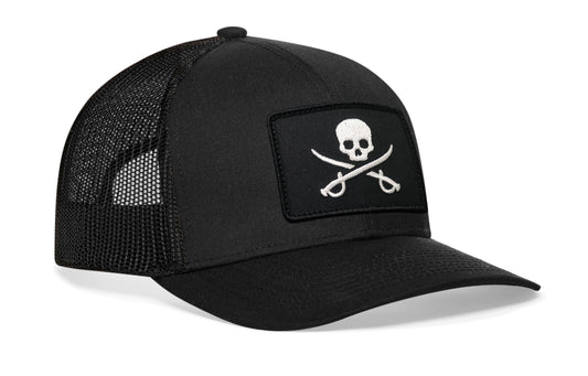 Pirate Flag Trucker Hat  |  Black Jolly Roger Flag Snapback