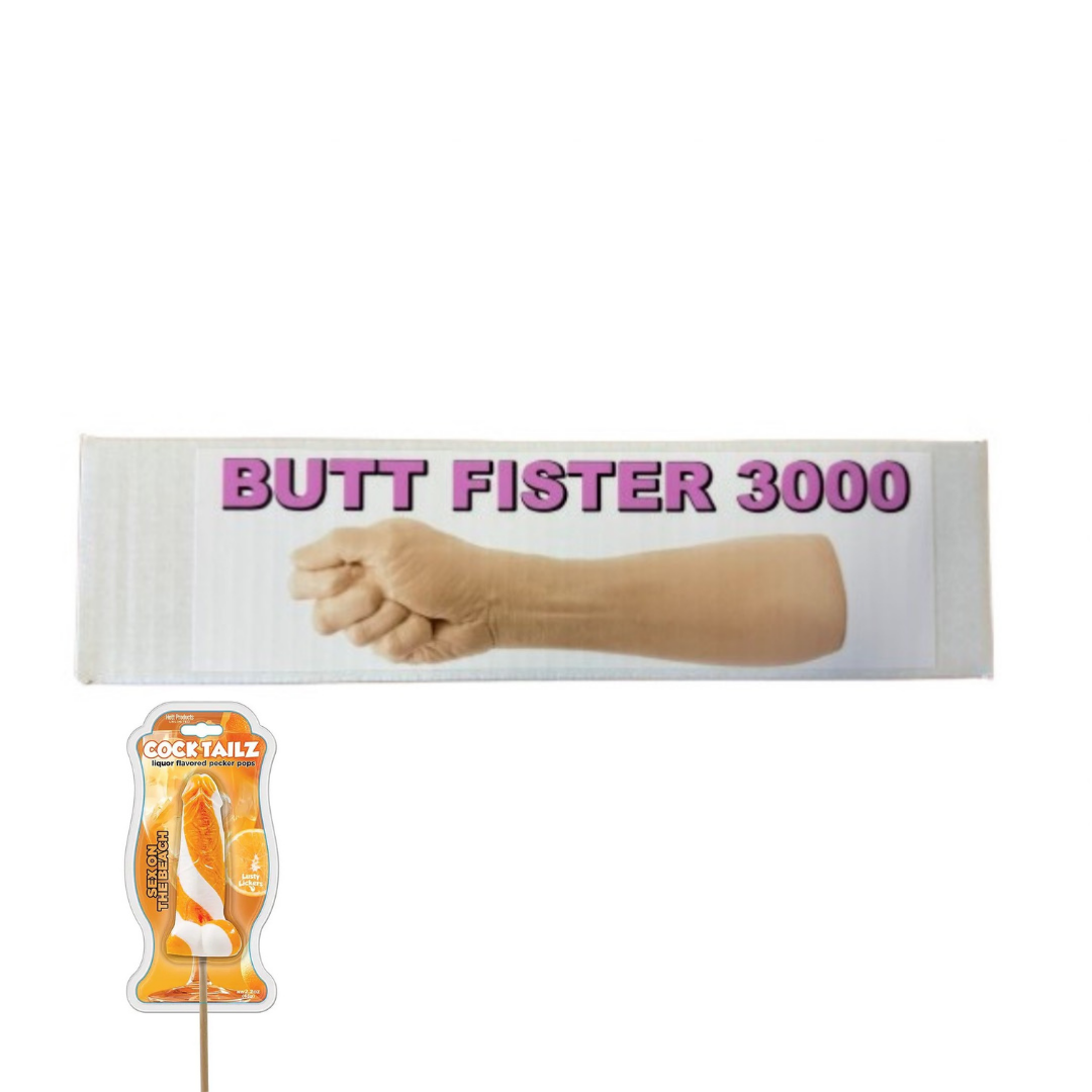 Butt Fister 3000 Prank Package: Includes a FREE Mystery Beersy Can Cooler