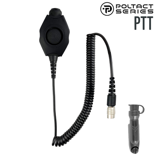Tactical Radio Amplified PTT for Headset w/ Quick Disconnect(Hirose): NATO/Military Wiring, Gentex, Ops-Core, OTTO, 3M Peltor ComTac, XPI, MSA, Helicopter, & More - Motorola/Ailunce/Retevis/HYT/: Select EX500/600 & GP Series, HD2, Siyata, Simoco & More