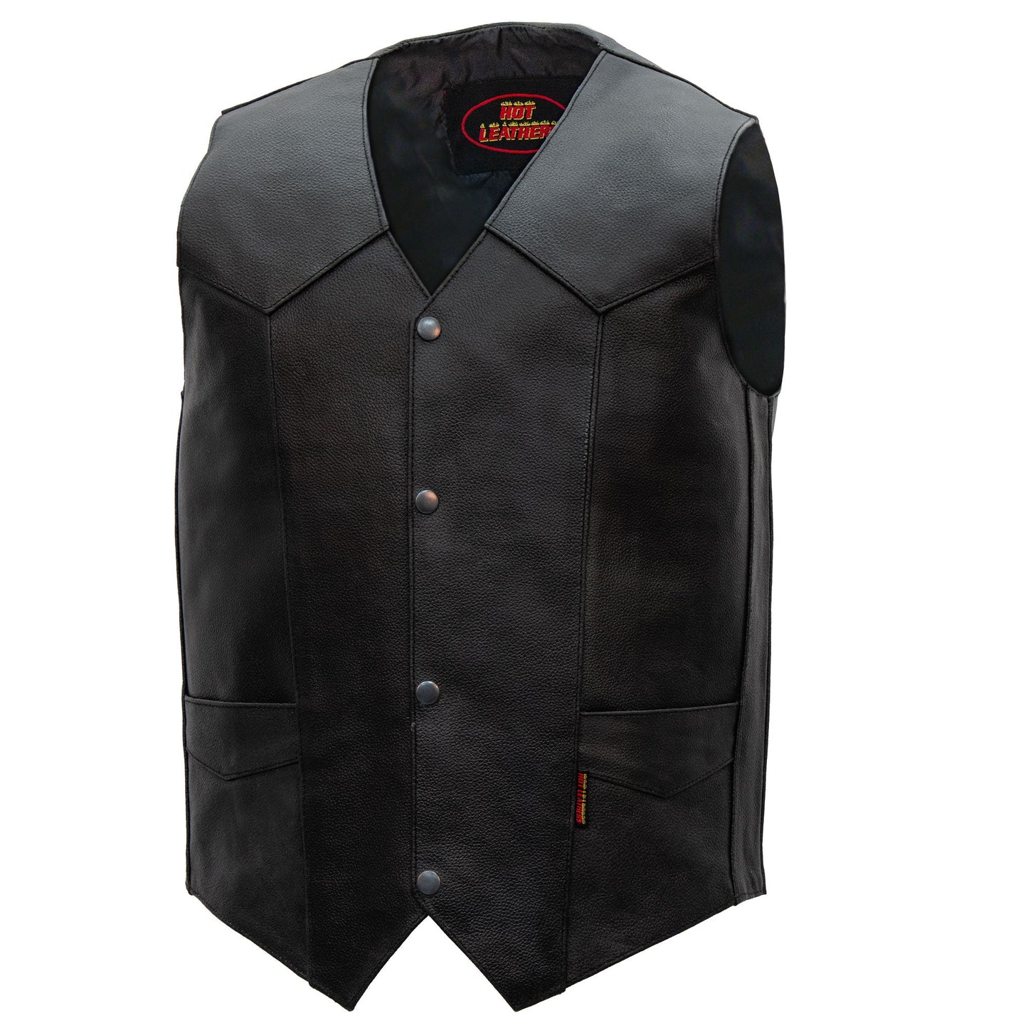 Hot Leathers VSM1014 Men's Motorcycle Black Heavyweight Leather Biker Vest with Inside Pocket