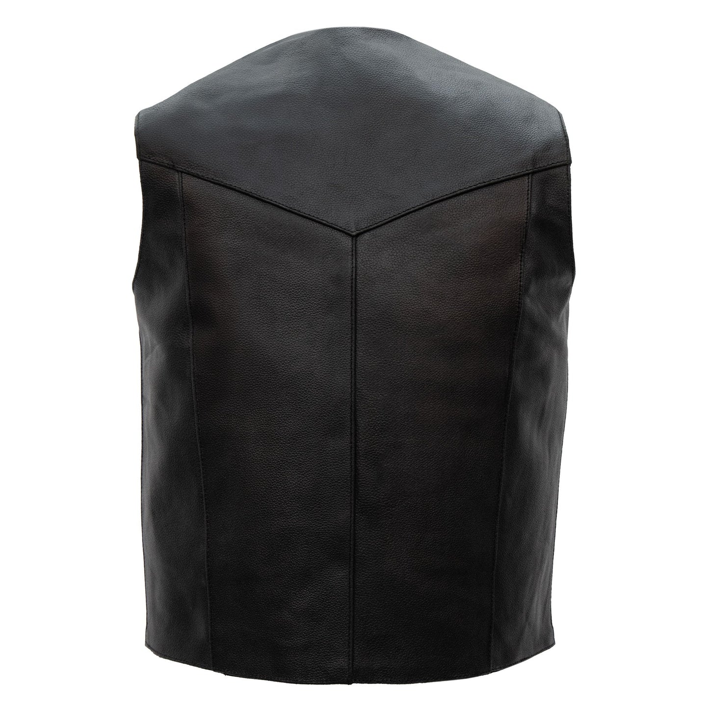 Hot Leathers VSM1014 Men's Motorcycle Black Heavyweight Leather Biker Vest with Inside Pocket