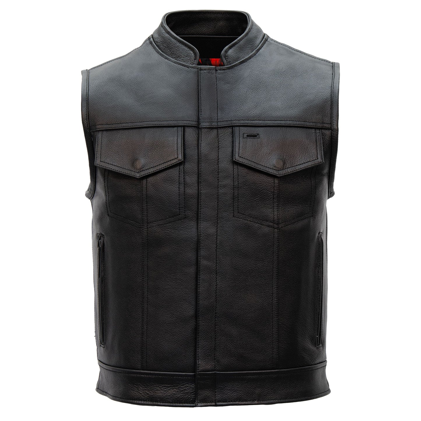 Hot Leathers VSM1055 Men’s Black 'Over The Top Skull' Motorcycle Club Style Conceal and Carry Leather Biker Vest