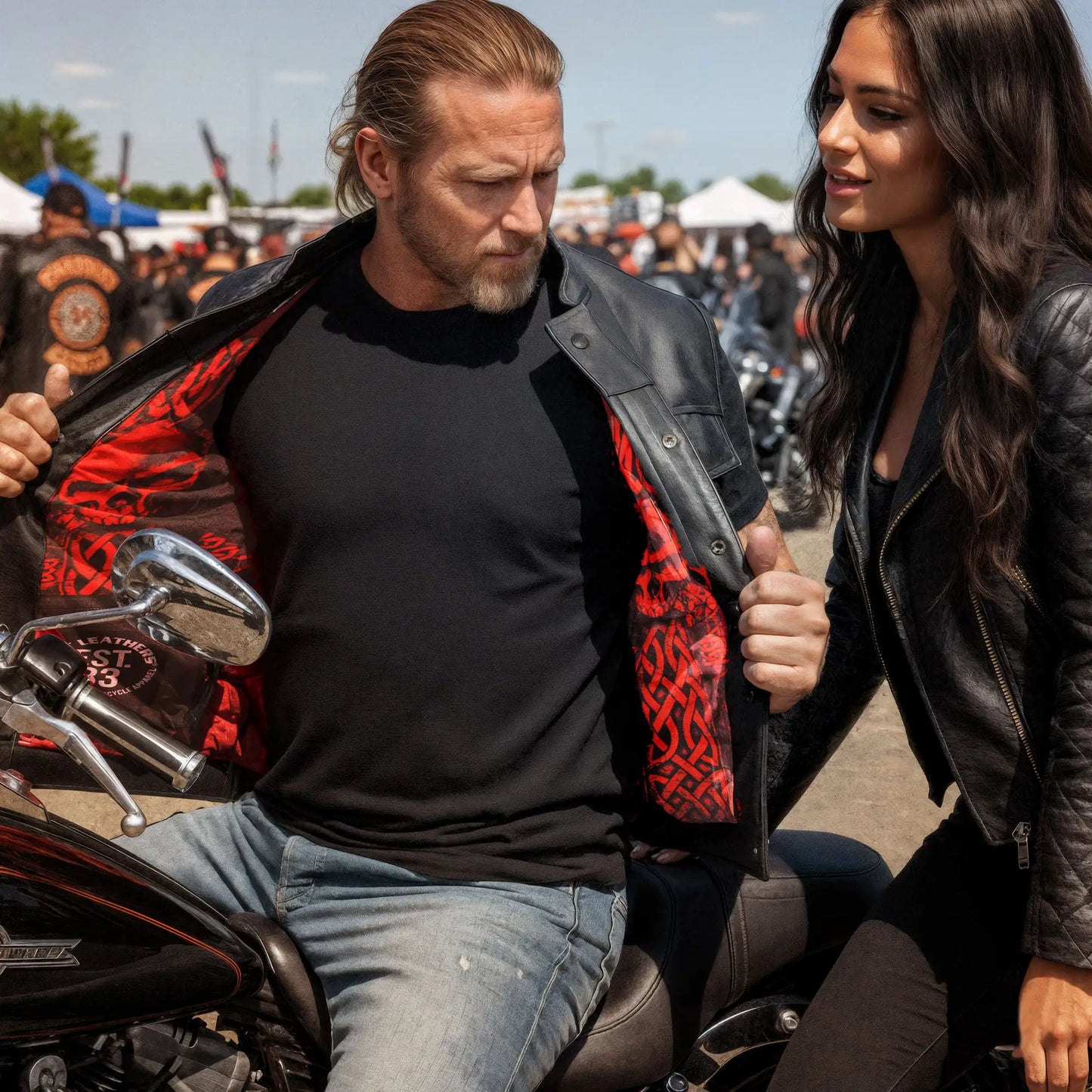 Hot Leathers VSM1055 Men’s Black 'Over The Top Skull' Motorcycle Club Style Conceal and Carry Leather Biker Vest
