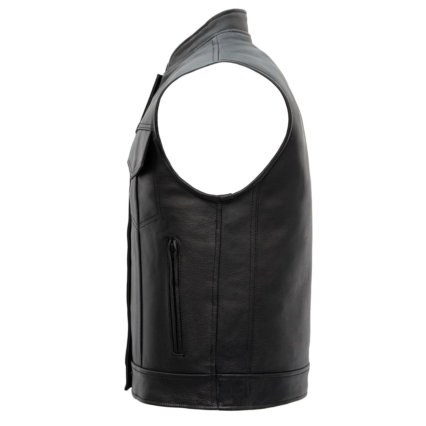 Hot Leathers VSM1056 Men's Black 'Vintage USA Flag' Motorcycle Club Style Conceal and Carry Leather Biker Vest