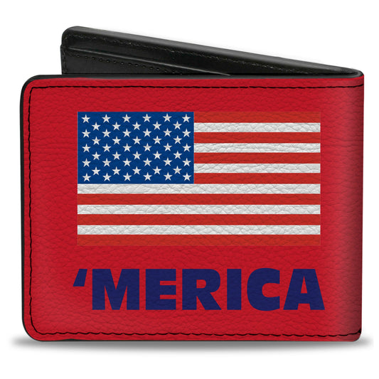 'MERICA US Flag Bi-Fold Wallet – World Cup 2026 Fan Gear (Red/Blue/White)
