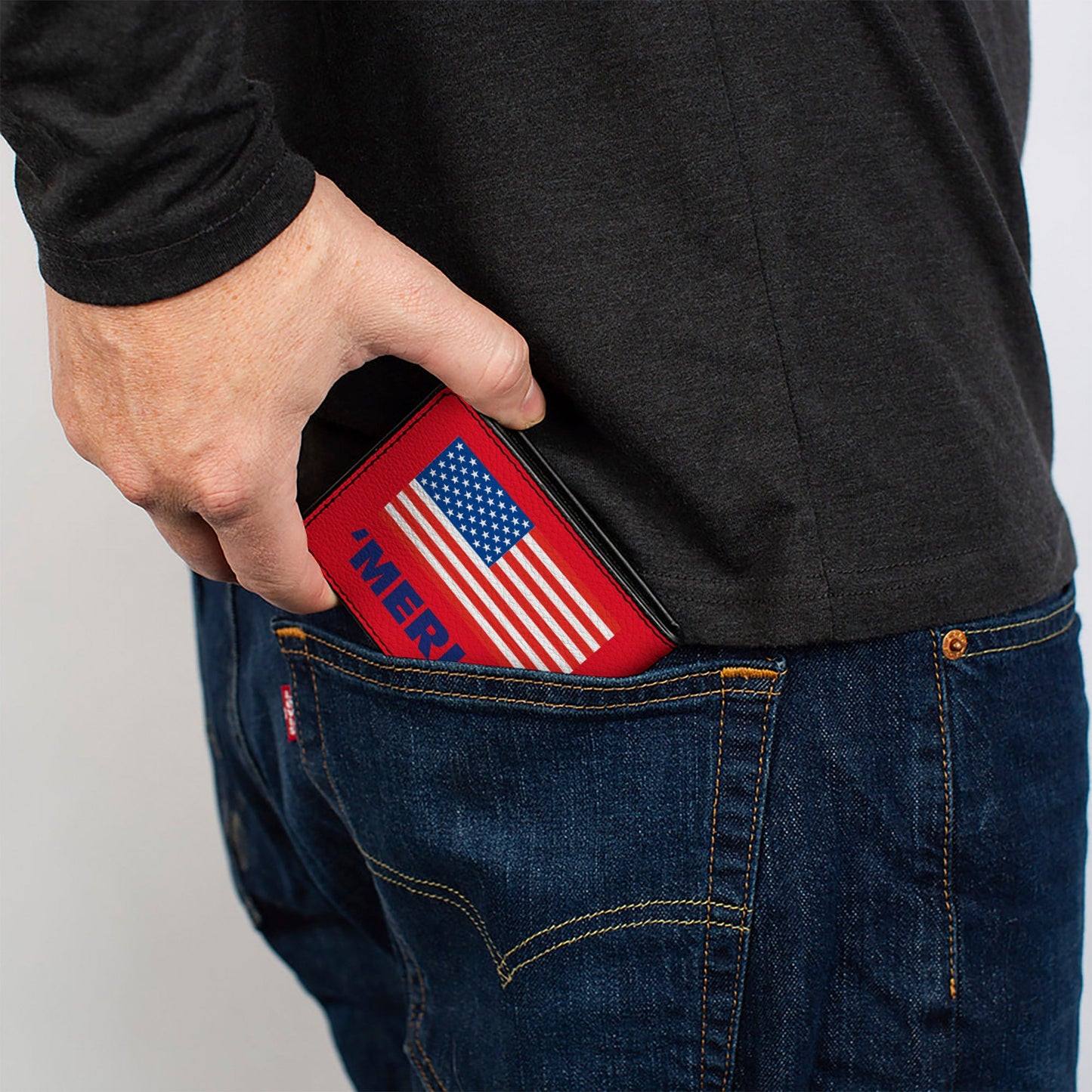 'MERICA US Flag Bi-Fold Wallet – World Cup 2026 Fan Gear (Red/Blue/White)