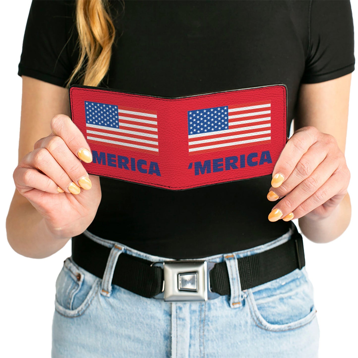 'MERICA US Flag Bi-Fold Wallet – World Cup 2026 Fan Gear (Red/Blue/White)