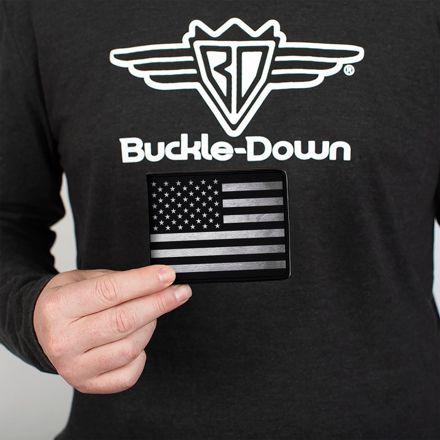 Bi-Fold Wallet - American Flag Weathered Black White